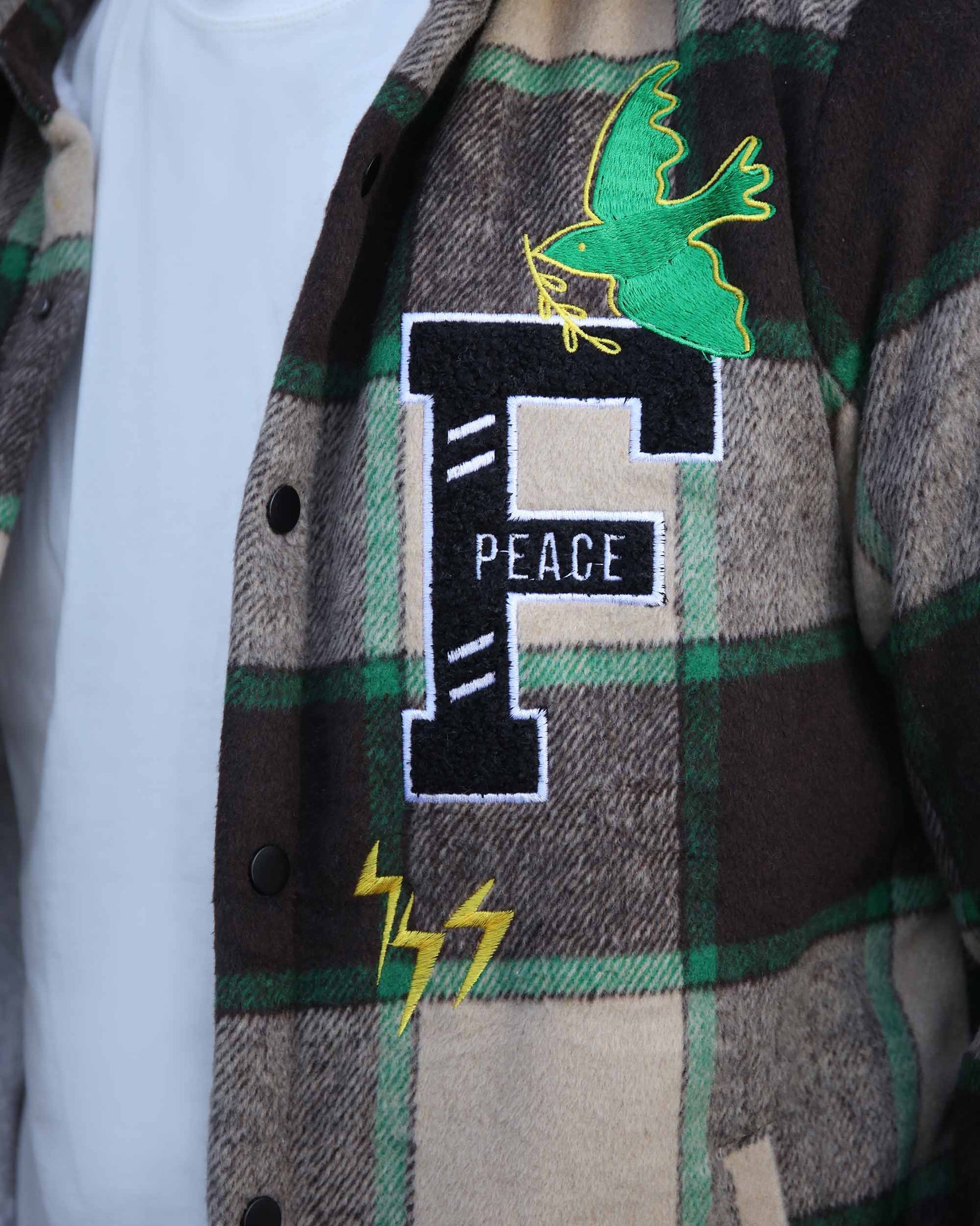 Embroidered Plaid Moto Jacket-Personalized Style-Mexico Local Delivery