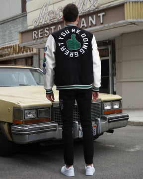 Black Urban Graffiti Embroidery Slim-fit Jeans