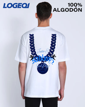 LOGEQI Men’s 100% Cotton Graphic T-Shirt – Junior H SadBoy Chain Print Streetwear Tee