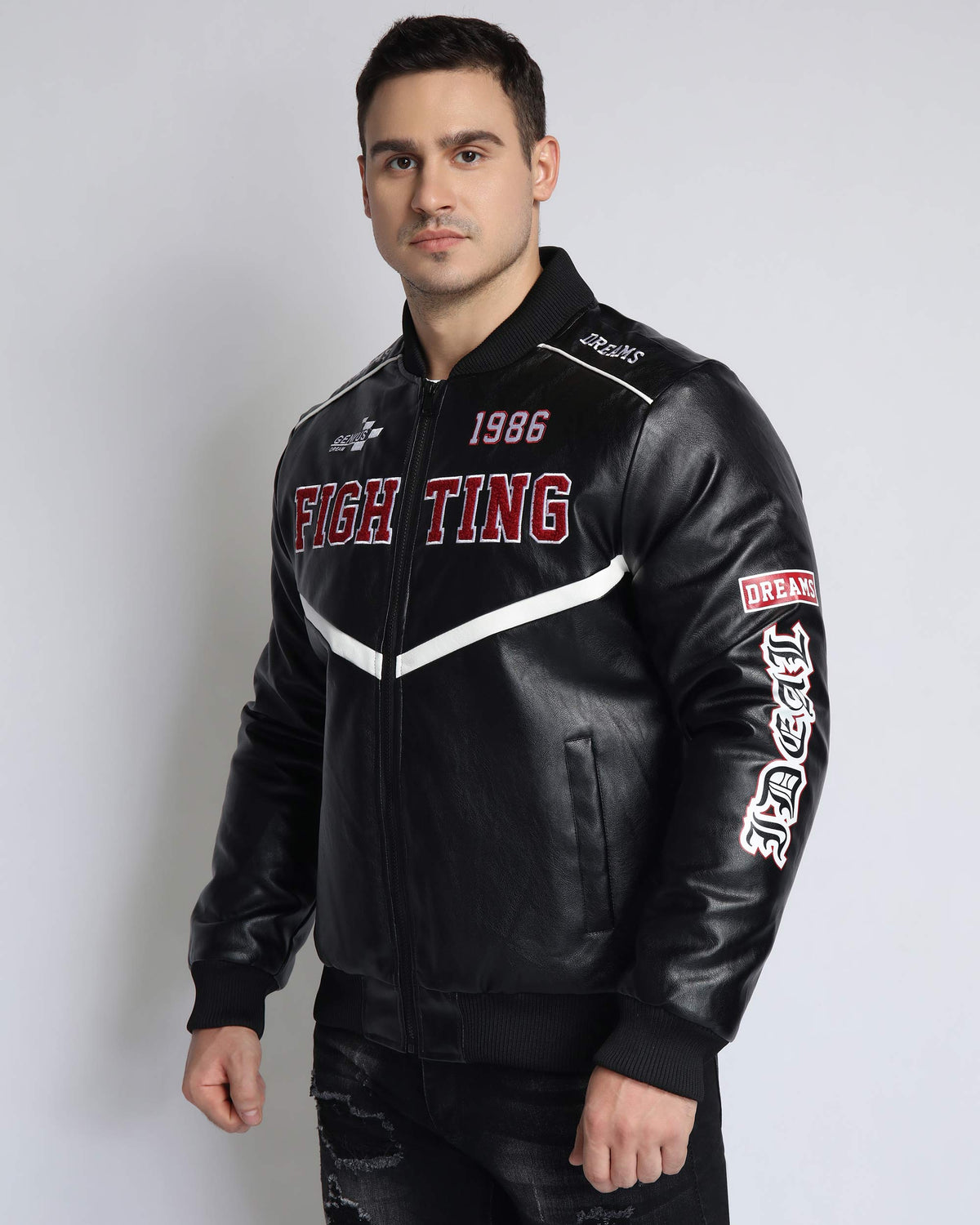 Chaqueta de béisbol con cuello acanalado-Entrega local en México