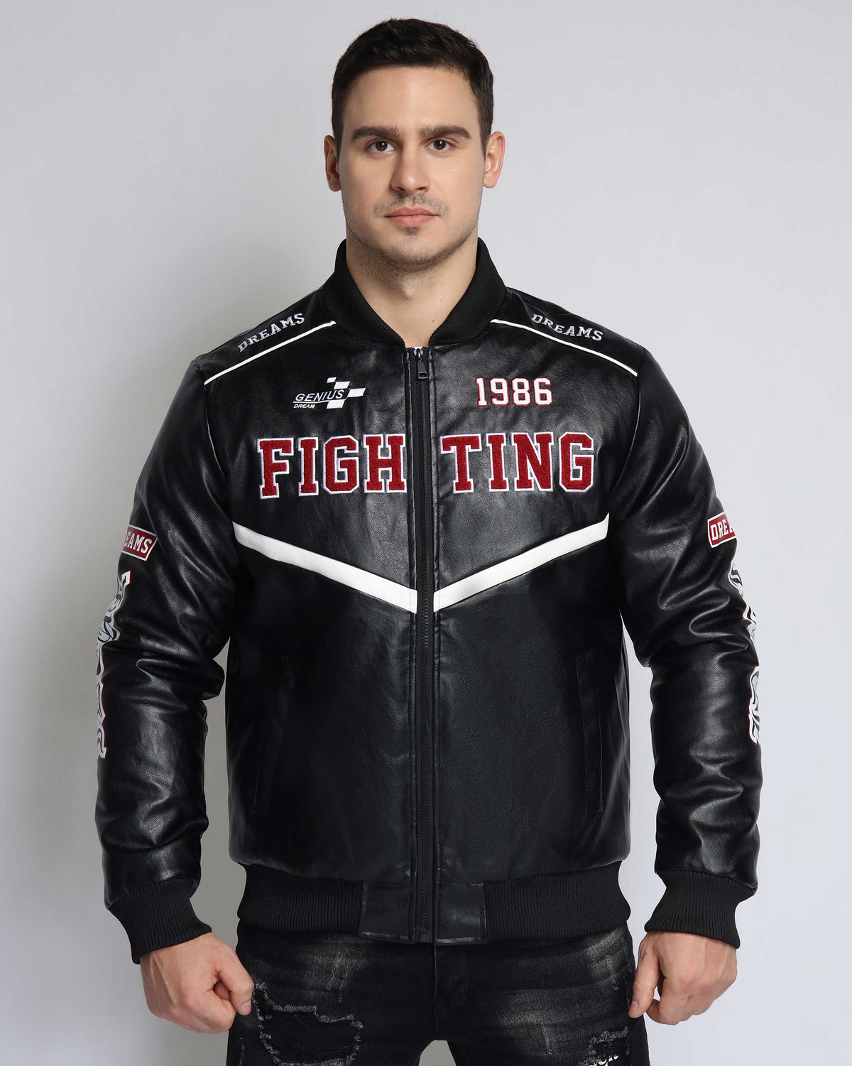 Chaqueta de béisbol con cuello acanalado-Entrega local en México
