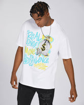 Money Bag & Graffiti Text Print Graphic Tee 100% Cotton