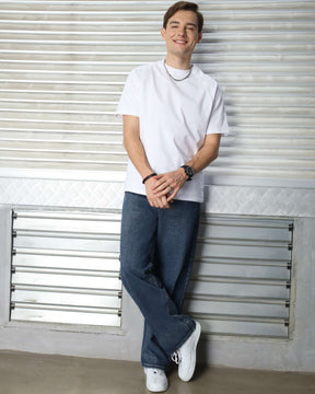 LOGEQI Men’s Dark Blue Loose Fit Jeans – Wide Leg Vintage Denim