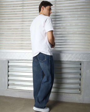 LOGEQI Men’s Dark Blue Loose Fit Jeans – Wide Leg Vintage Denim