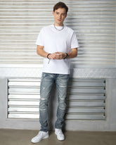 LOGEQI Men’s Distressed Slim Fit Jeans – Vintage Blue