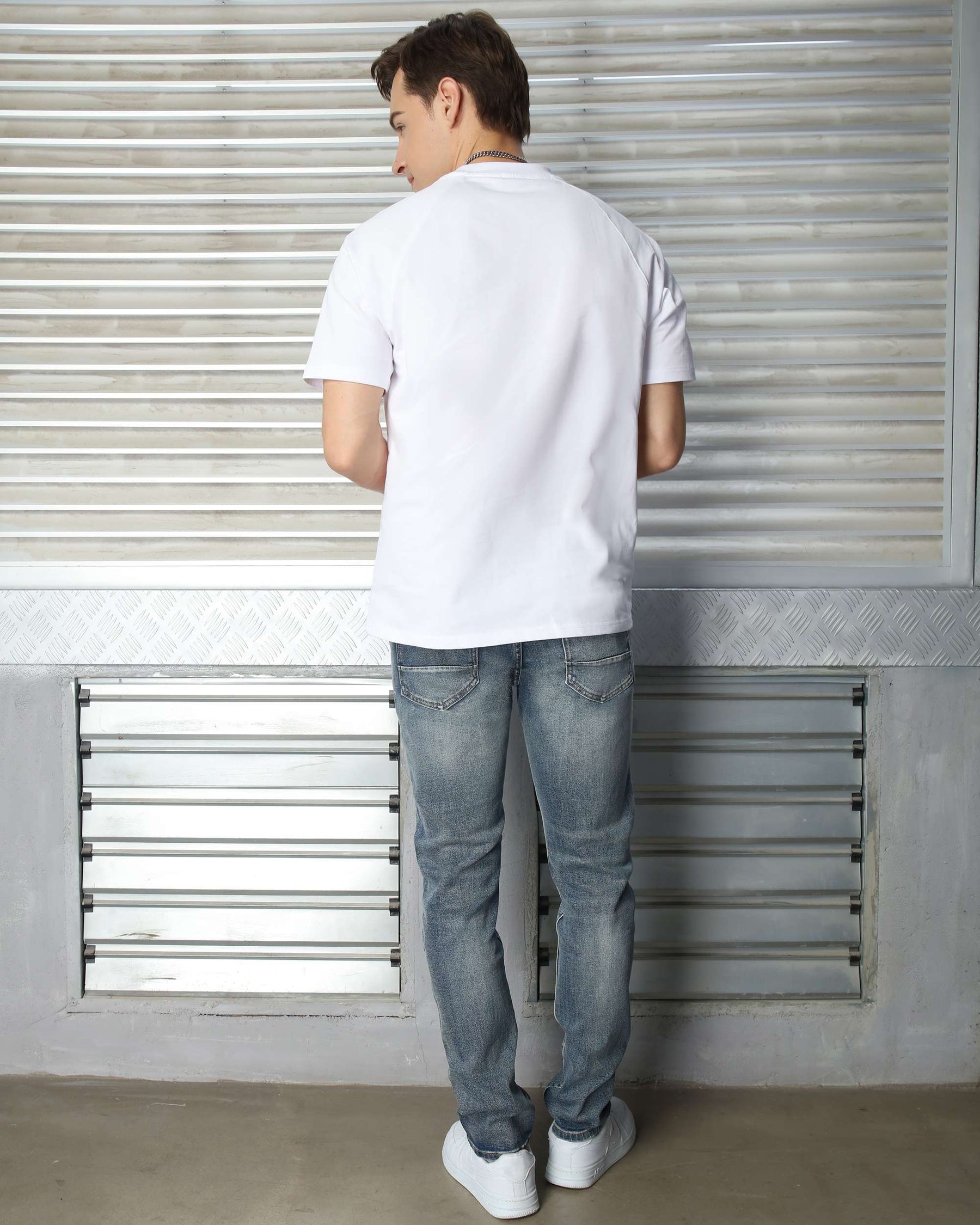 LOGEQI Men’s Distressed Slim Fit Jeans – Vintage Blue