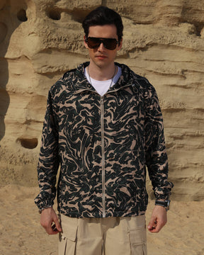 Logeqi® Men's Marble Pattern Windbreaker Jacket