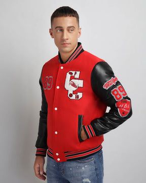 Baseball Bomber Jacket with Contrast Sleeves-Mexico Local Delivery