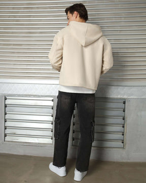 LOGEQI Men’s Minimalist Hooded Jacket – Soft Casual Zip-Up in Grey, Khaki & Coffee