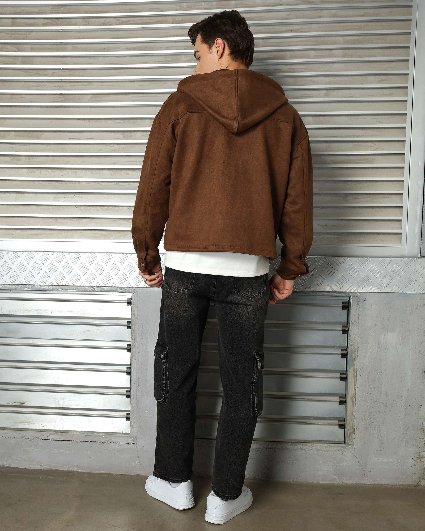 LOGEQI Men’s Minimalist Hooded Jacket – Soft Casual Zip-Up in Grey, Khaki & Coffee