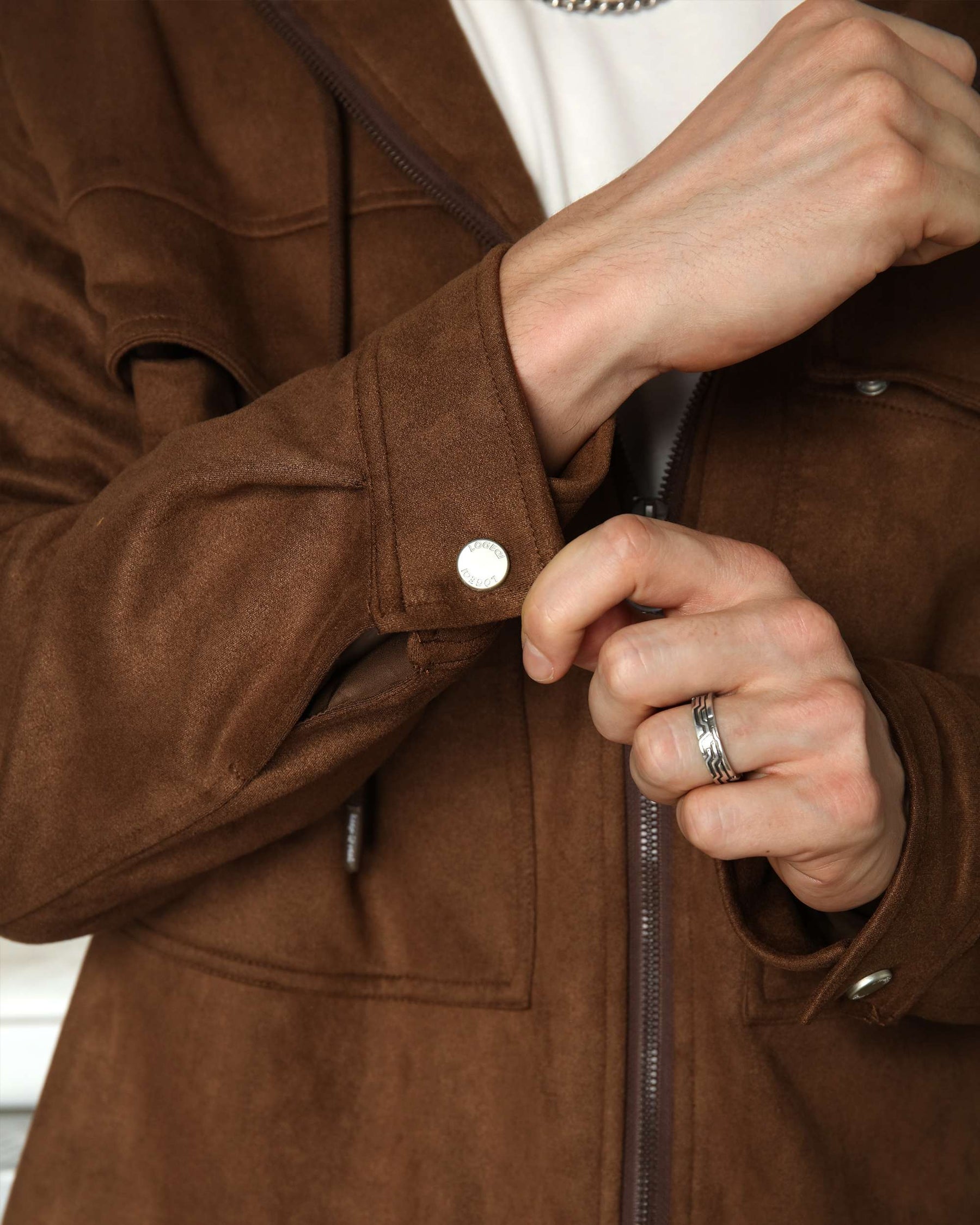 LOGEQI Men’s Minimalist Hooded Jacket – Soft Casual Zip-Up in Grey, Khaki & Coffee