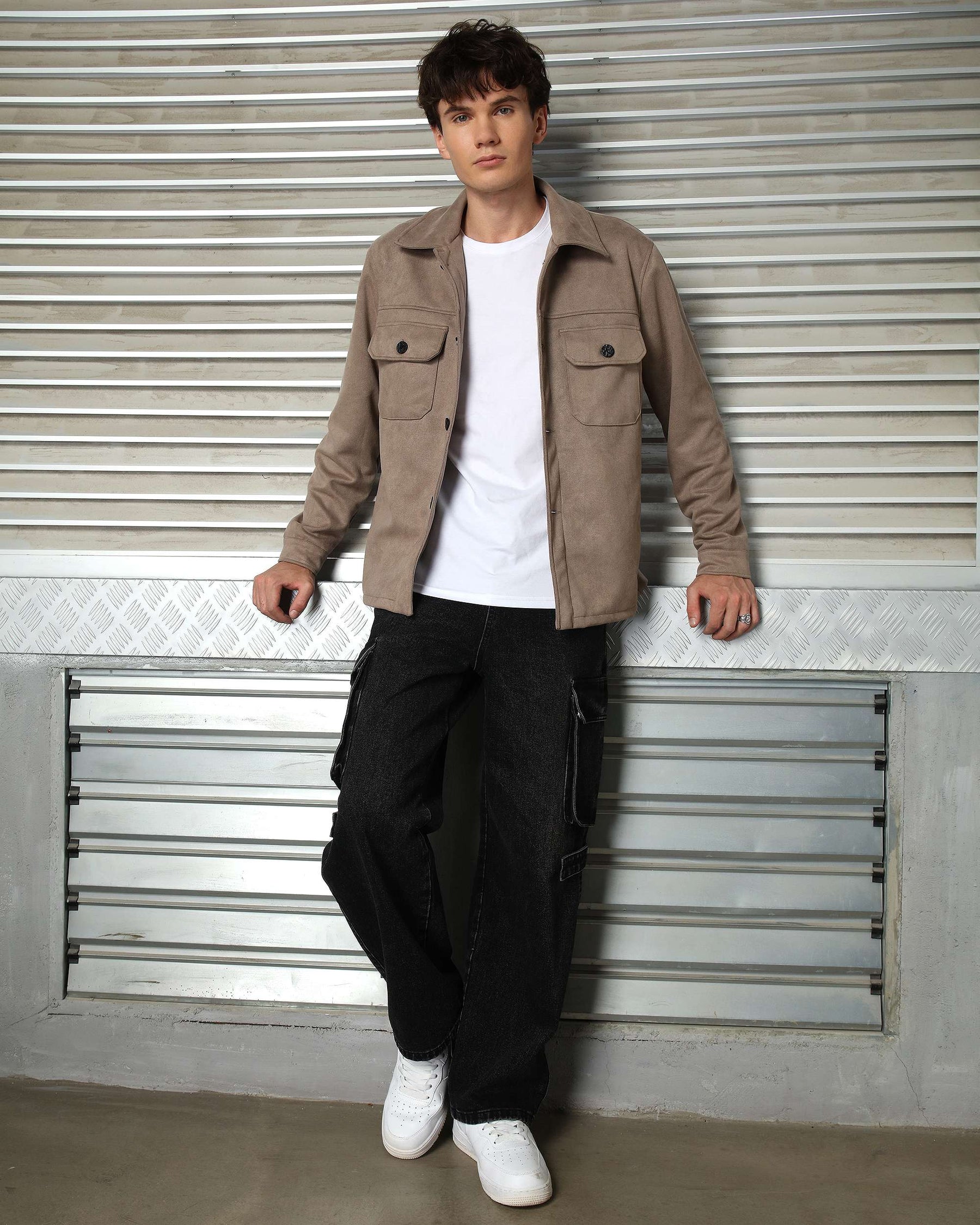 LOGEQI Men’s Casual Baseball Jacket – Grey / Khaki / Coffee