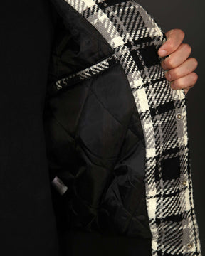 LOGEQI Men’s Plaid Varsity Jacket – Retro Checkered Bomber in Black & Khaki