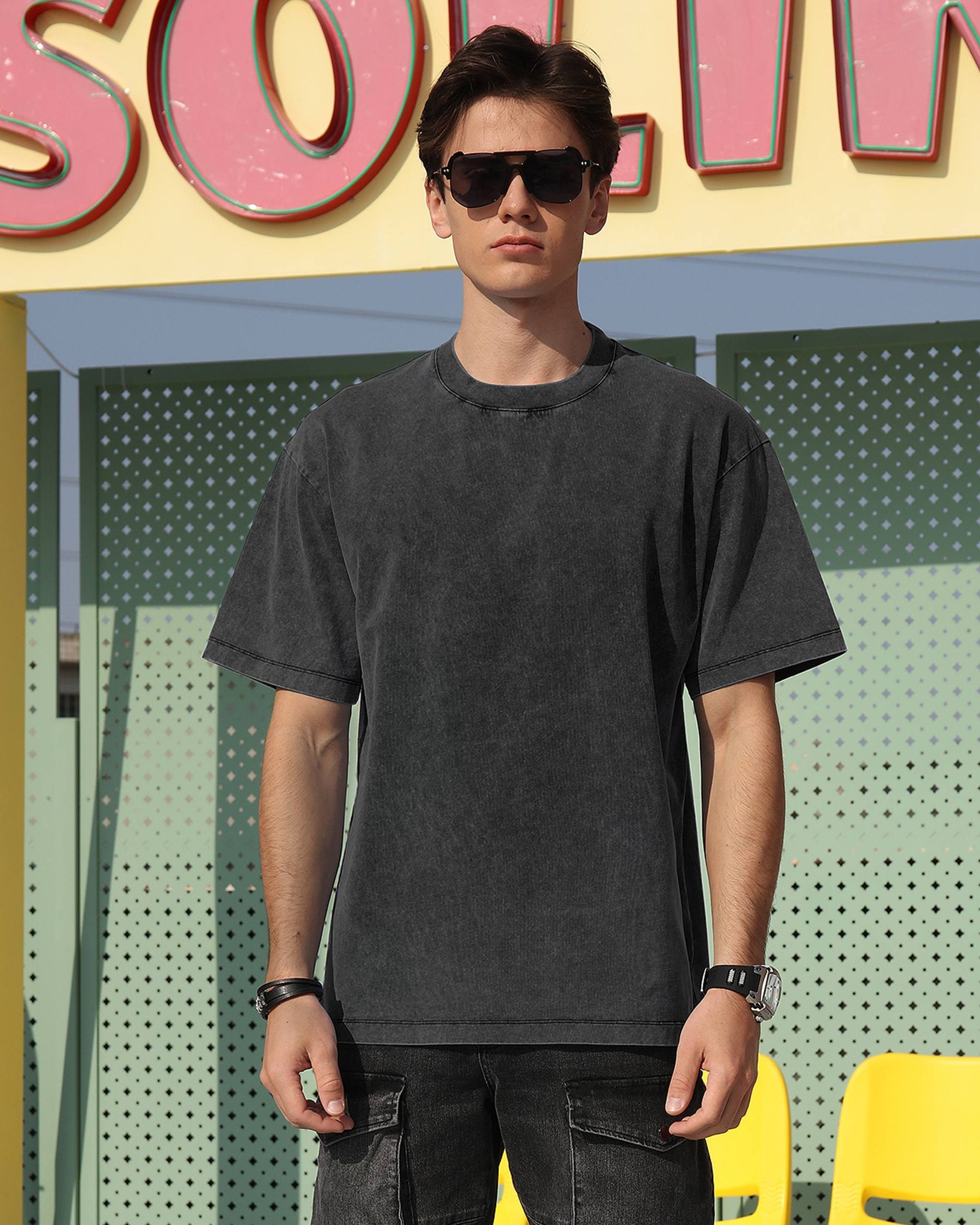 Camisetas lavadas 100 % algodón para hombre (paquete de 10 unidades, tallas S, M, L y XL)