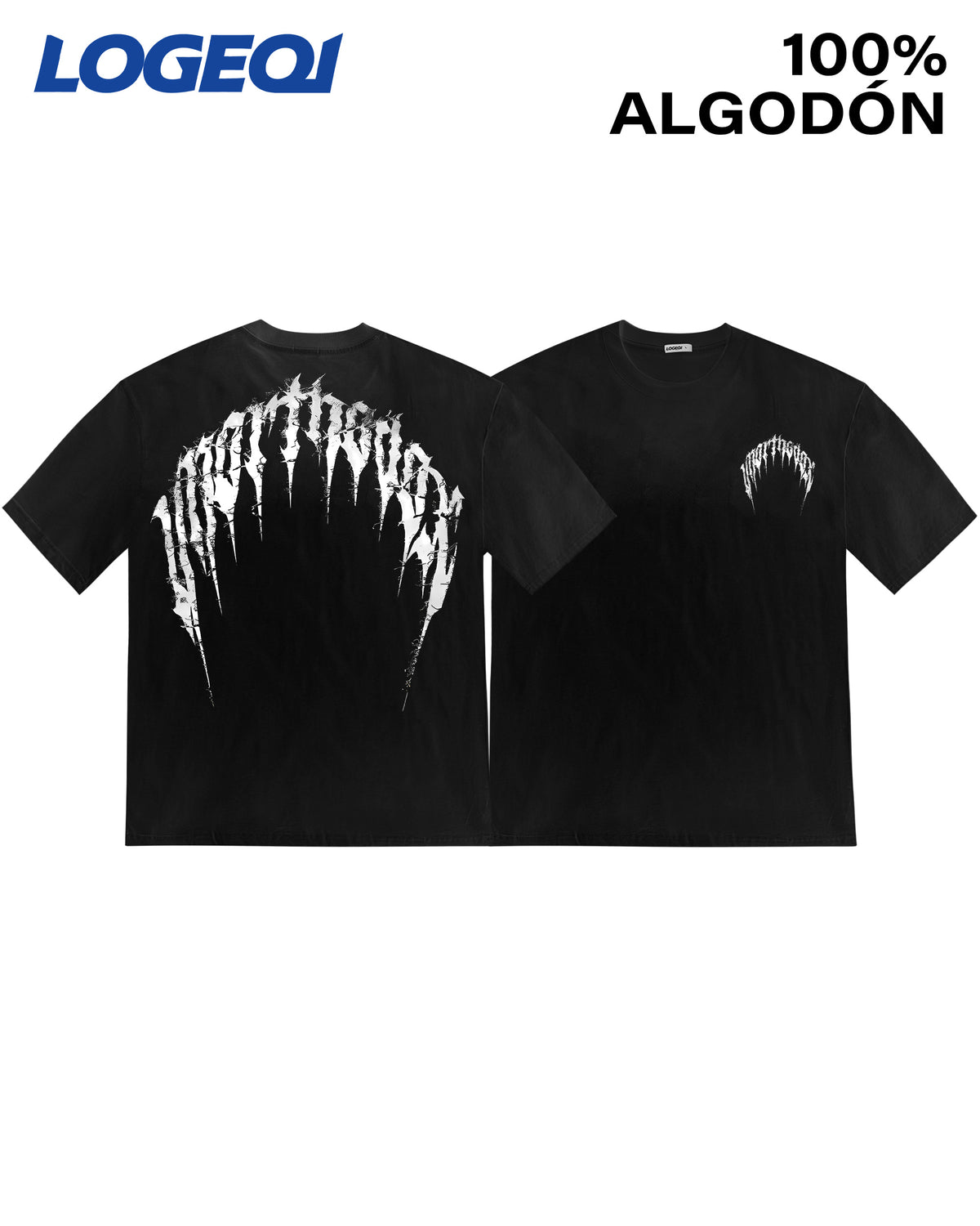 Camiseta gráfica 100 % algodón para hombre – LOGEQI Streetwear Black Tee