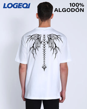 Camiseta con gráfico de espina dorsal gótica para hombre (100 % algodón)