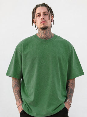 LOGEQI Men's Washed Oversized T-Shirt – 240-250 GSM Vintage Streetwear Tee