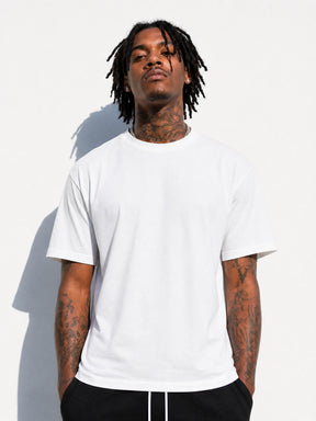 LOGEQI Men's Oversized T-Shirt 100% Cotton – No. 7 Loose Fit Basic Tee, Black & White, Wholesale Pack of 10
