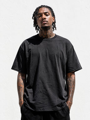 LOGEQI Men's Oversized T-Shirt 100% Cotton – No. 7 Loose Fit Basic Tee, Black & White, Wholesale Pack of 10