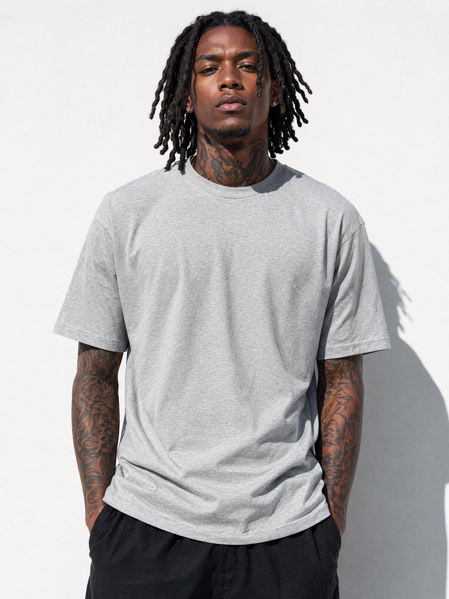 LOGEQI Men's 100% Cotton Plain T-Shirt 180 GSM Lightweight Loose Fit Basic Tee - 10 Pieces/Pack