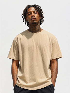 LOGEQI Men's Oversized T-Shirt 100% Cotton 250G Heavyweight Loose Fit Tee – 10 Pieces Wholesale Pack