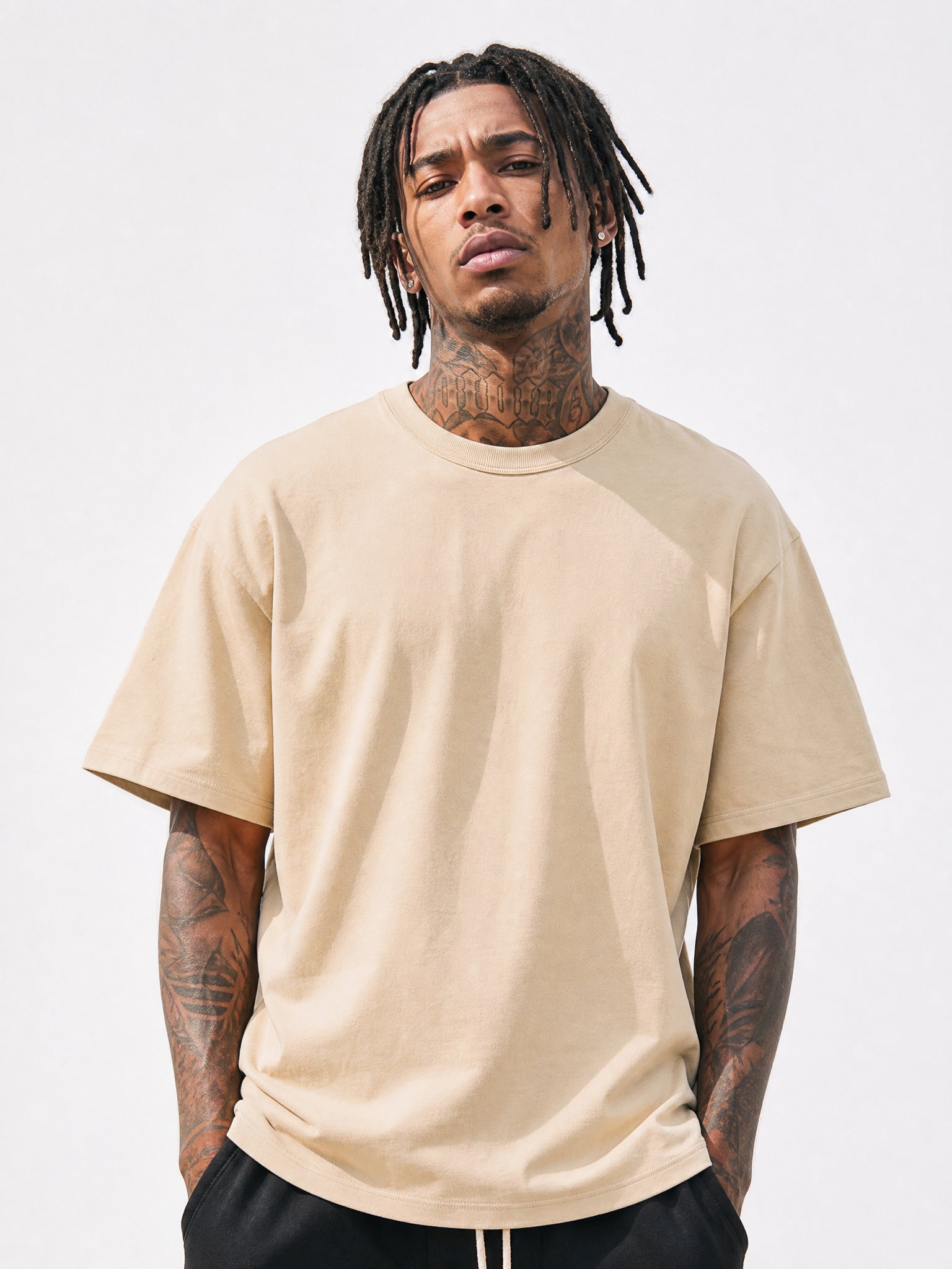 LOGEQI Men's 100% Cotton Oversized T-Shirt – Relaxed Fit Basic Tee, 10 Pieces/Pack