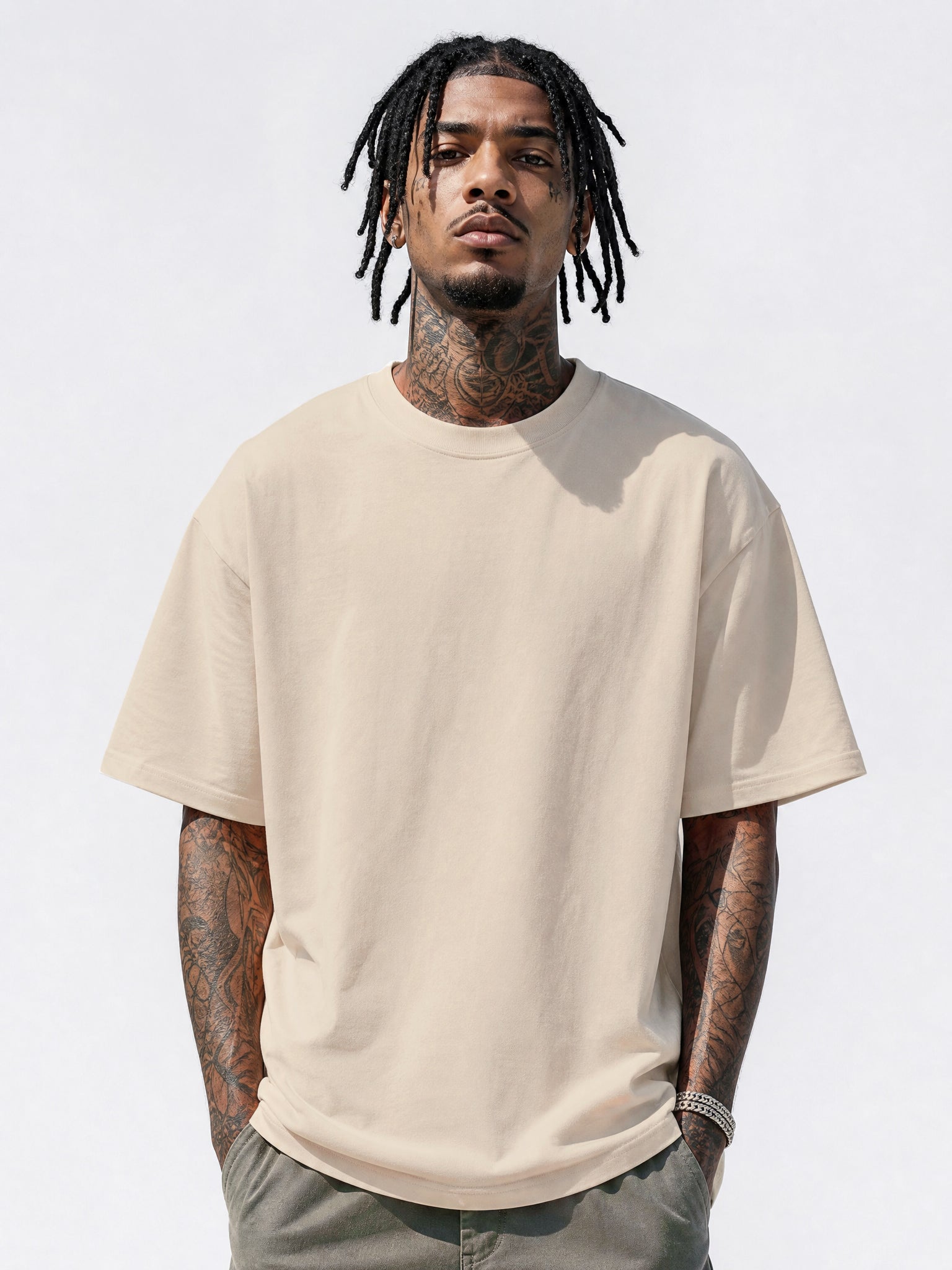 LOGEQI Men's 100% Cotton Plain T-Shirt 180 GSM Lightweight Loose Fit Basic Tee - 10 Pieces/Pack