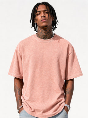 LOGEQI Men's Washed Oversized T-Shirt – 240-250 GSM Vintage Streetwear Tee