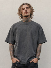 LOGEQI Men's Washed Oversized T-Shirt – 240-250 GSM Vintage Streetwear Tee