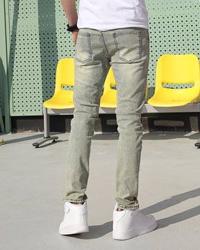 Hip-Hop Style Distressed Ripped Blue Jeans with Graffiti Style-Mexico Local Delivery