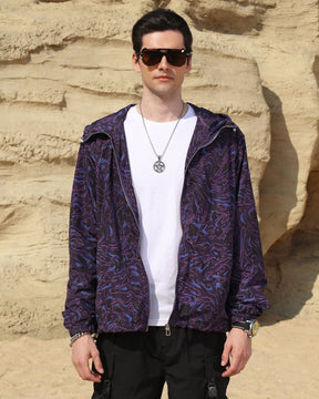 Logeqi® Men's Marble Pattern Windbreaker Jacket