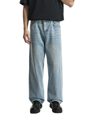 LOGEQI Men’s Loose Fit Light Blue Jeans – Casual Wide Leg Denim