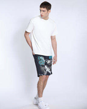 Black Ripped Denim Shorts: Street Art Vibes