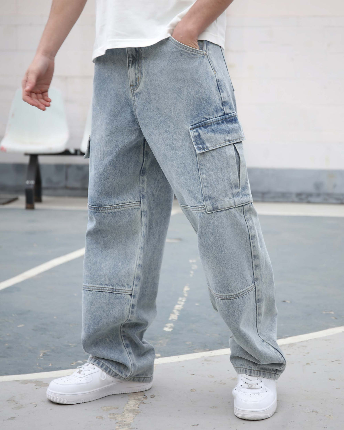 Timezone Clay 3983 Jeans Cargo Lavoro Uomo, Urban Indigo, Vestibilità Comoda, Tante Tasche