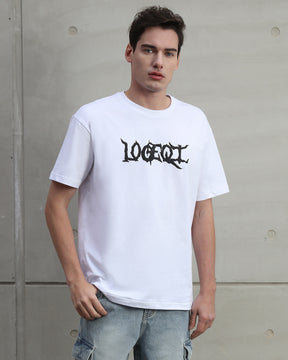 Camiseta con estampado de logo desgastado 