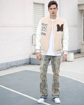 Vintage Blue Flared Jeans with Fringe Detailing