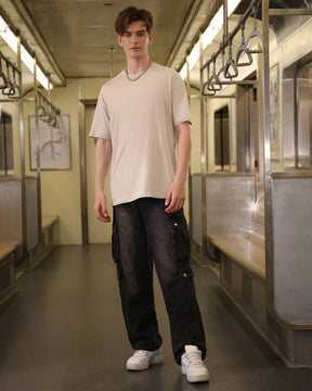 Logeqi Essential Baggy Jeans: Black with Multiple Side Pockets