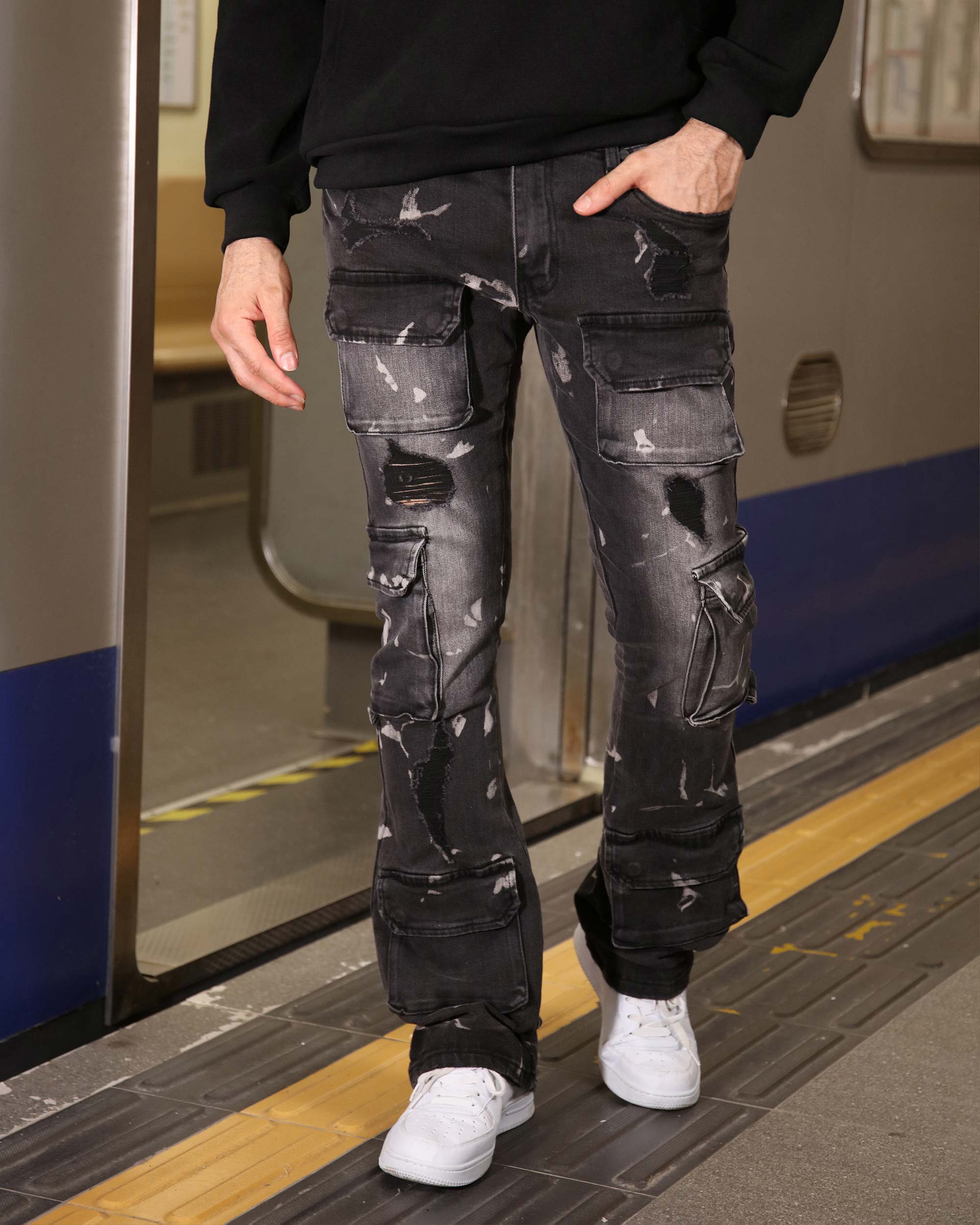 パンツ PDF channel guerrilla cargo denim black pdf-channel-DENIM-BLACK-Jeans-