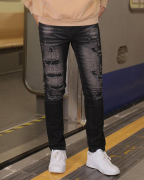 LOGEQI Distressed Black Ripped Jeans with Streetwear Appeal