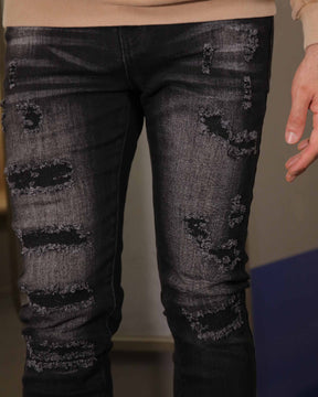 LOGEQI Distressed Black Ripped Jeans with Streetwear Appeal