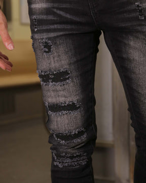 LOGEQI Distressed Black Ripped Jeans with Streetwear Appeal