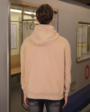 Pocket Hoodie with Drawstring Cords-Khaki