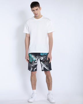 Black Ripped Denim Shorts: Street Art Vibes