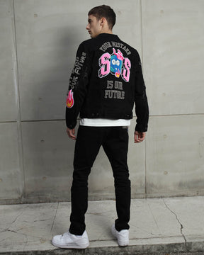 Black Streetwear Patchwork Ripped Jeans