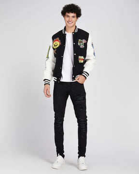 Vintage Baseball Jacket with Patches