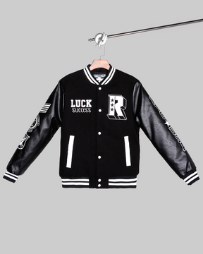 Baseball Jacket with Faux Leather Sleeves-Mexico Local Delivery
