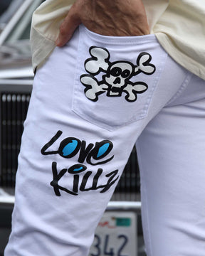 White Ripped Jeans with Colorful Graffiti-Mexico Local Delivery