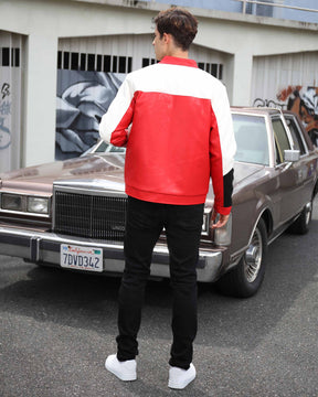 Motorcycle-Style Color-Block Jackets with Welt Collar
