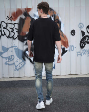 Irregularly Distressed Dark Wash Slim Fit Blue Ripped Jeans-Mexico Local Delivery