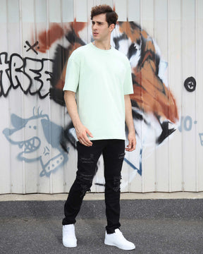 LOGEQI Casual Black ripped and repaired jeans